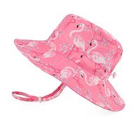 LACOFIA Chapeau Soleil Bébé Fille Casquette été pour Enfant Bob Réglable Bord Large pour Piscine/Plage/Natation/Extérieure Flamant Rose 0-6 Mois