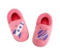 LACOFIA Chausson Peluche d'hiver pour Garçons Filles Pantoufles Chaudes Enfants Chaussures de Maison de l'espace Antidérapante Rose 31/32