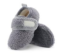LACOFIA Chaussons Enfant Garçon Fille Chaussures Pantoufle Antidérapantes Chaude Hiver pour Enfant Gris 23/23.5 EU(Taille Fabricant 25/26)