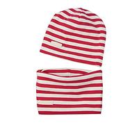 LACOFIA Ensemble Bonnet et Écharpe de Naissance Casquette Super Douce 100% Coton pour Enfants Foulards Bandana et Chapeaux Tricotés pour Bébé Fille Rouge 3-7 Ans