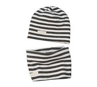 LACOFIA Ensemble Bonnet et Écharpe de Naissance Casquette Super Douce 100% Coton pour Enfants Foulards Bandana et Chapeaux Tricotés pour Bébé Garçon Gris Foncé 0-6 Mois