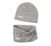 LACOFIA Ensemble Bonnet et Écharpe de Naissance Casquette Super Douce 100% Coton pour Enfants Foulards Bandana et Chapeaux Tricotés pour Bébé Garçon Gris Clair 3-7 Ans