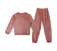 LACOFIA Ensembles de Pyjama Polaire Enfant Fille Hiver 2 Pièce Vêtements de Nuit à Manches Longues Enfant Loungewear Chaud Rouge Fort 12-13 ans/160