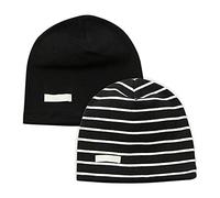 LACOFIA Lot de 2 Bonnet de Naissance en Coton pour bébé garçon Chapeaux tricotés Enfant garçons Noir S/0-6 Mois