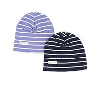 LACOFIA Lot de 2 Bonnet de Naissance en Coton pour bébé garçon Chapeaux tricotés Enfant garçons Rayure S/0-6 Mois