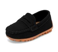 LACOFIA Mocassins Bébé Garçon Chaussures Premiers Pas Semelle Caoutchouc Antidérapant Chaussons Bébé Noir 23/24