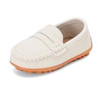 LACOFIA Mocassins Bébé Garçon Chaussures Premiers Pas Semelle Caoutchouc Antidérapant Chaussons Bébé Blanc 19/20