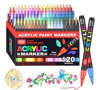 Laconile 120 Couleurs Feutres Peinture Acrylique - Feutre Acrylic à Pointe Unique avec Pointes de Remplacement - Marqueur Peinture Idéal pour Verre, Bois, Pierre, Métal, Céramique et Toile