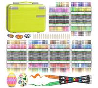 Laconile 408 Couleurs Feutre Acrylique dont 48 Métalliques, stylos acryliques à pointe pinceau pour coloriage adulte, Acrylic Paint Markers pour Coloriage, Bois, Toile, Verre, Céramique (408)