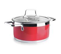 Lacor - 15324 - Casserole buffet avec couvercle rouge, acier inoxydable 18/10, finition intérieure poncée, poignées ergonomiques, fond thermodiffuseur sandwich, adapté à l’induction, allant au four, ø24cm, rouge
