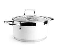 Lacor - 15420 - Cocotte buffet avec couvercle blanc, acier inoxydable 18/10, finition intérieure poncée, poignées ergonomiques, fond diffuseur de chaleur sandwich, adapté à l’induction, allant au four, ø20cm, blanc