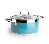 Lacor 15516 - Casserole buffet avec couvercle Ocean, acier inoxydable 18/10, finition intérieure poncée, poignées ergonomiques, fond thermodiffuseur sandwich, convient pour induction, Bleu