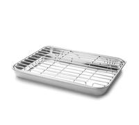 Lacor Plat à four Essential 15566 en inox avec grille amovible 26,5 x 20,5 x 2,5 cm