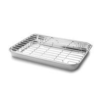 Lacor - 15567 - Plateau avec Grille Essential, Plateau en Acier Inoxydable, Haute conductivité thermique, Grille amovible, Convient pour four, Congélateur et Réfrigérateur, 40.5x30.5 cm