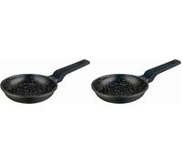 LACOR - 24114 - Poêle Blinis ECO-PIEDRA en fonte d'aluminium 100% sans PFOA, antiadhésive tricouche, manche Soft Touch, adapté à l'induction, Ø 14 x 5,6 cm, noir (Lot de 2)