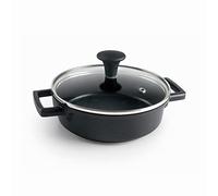 Lacor - 25160 - Casserole avec mini couvercle en APFO en fonte d’aluminium 100% libre, bicouche antiadhésive, convient à l’induction, couvercle en verre trempé, Ø 16 x 5cm, noir