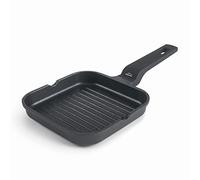 LACOR 25162 - Poêle Grill Mini en fonte d'aluminium 100% sans PFOA, antiadhésive bicouche, adaptée à l'induction, poignée ergonomique Soft Touch, 14 x 14 x 2,5 cm, noir