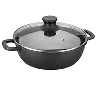 Lacor – Faitout bas 32 cm – Fonte d'aluminium, couvercle en verre – Noir