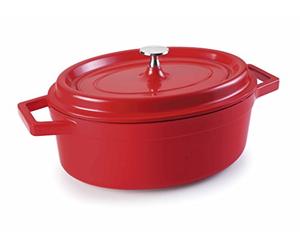 Lacor 25931 - Casserole ovale en aluminium moulé 31x25 cm - Rouge | Fabriqué en acier inoxydable de qualité alimentaire; haute résistance à la corrosion et usure quotidienne