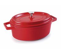 Lacor 25931 Faitout Rouge Ovale Fonte d'Aluminium avec Couvercle Diamètre: 31X25 cm
