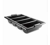 Lacor - 33121 - Range-couverts GN, contient 4 compartiments pour ustensiles de cuisine, récipient en polypropylène, 52,5 x 32 x 9,5 cm, noir.