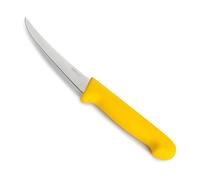 Lacor - 38341 - Couteau à désosser Select, Couteau pour viandes blanches et volailles, Acier inoxydable, Coupe ferme et équilibrée, Manche TPV ergonomique jaune et antidérapant, 12,5 cm