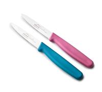 LACOR - 39081 - Couteaux de Cuisine Professionnels, Set Couteau Cuisine, Set 2 Pièces, Couteau d’Office, Dentelle Dentelée, Acier Inoxydable, Série Etern, Lame de 9 cm, Bleu et Magenta