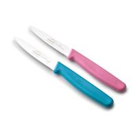 LACOR - 39082 - Couteaux de Cuisine Professionnels, Set Couteau Cuisine, Set 2 Pièces, Couteau d’Office, Dentelle Lisse et Dentelée, Acier Inoxydable, Série Etern, Lame de 9 cm, Bleu et Magenta
