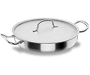 Lacor 50628 - Poêle à paella avec acier inoxydable Couvercle Chef-Classic