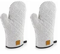 Lacor - 60038 - Gant Four Collection Milan, Gant résistant à la Chaleur, Sangle à accrocher, 30 cm, Blanc et Bleu à Rayures (Lot de 2)