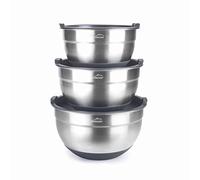 Lacor - 60050 - Lot de 3 bols en acier inoxydable, bols, saladiers, contenants alimentaires, comprend des couvercles, empilables, Dimensions: 16 cm (1,5 L), 18 cm (2,2 L) et 20 cm (3 L)