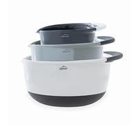 Lacor - 60054 - Lot de 3 bols GRIS, Bols, Saladiers, Contenants alimentaires, Polypropylène, Empilable, Dimensions: 21 cm (1,4 L), 26 cm (2,8 L) et 31,2 cm (4,7 L)