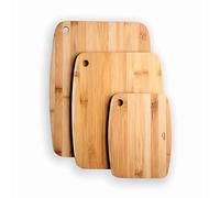 Lacor - 60523 - Set 3 planches à découper en bambou 100% naturel, Revêtement antibactérien, Epaisseur: 1cm, 20 x 15 cm / 28 x 22 cm / 33 x 25 cm, Marron
