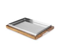 LACOR - 60832 - Riz Plat, 32 X 14 cm, Plateau en Acier Inoxydable, Base en Bois D’acacia, Idéal pour le Riz, les Ragoûts et les Rôtis, Convient pour le Four et le Lave-vaisselle