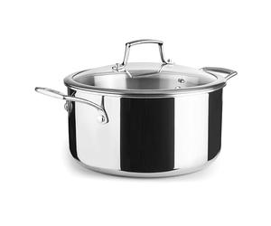 Lacor - 60874 - Cocotte Trichef, 5 L, 24 cm, Acier Inoxydable 18/10 et Aluminium 1060 Trois Couches, Poignées et Bouton en Acier Moulé, Adaptée à l’Induction, au Four et au Lave-Vaisselle