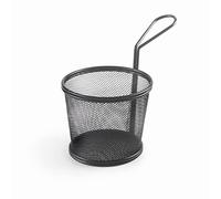 Lacor - 61153 - Panier de service de collations noir, Panier conique, Panier de frites de pommes de terre, Panier en acier inoxydable, Non valide pour la friture, 12x10 cm, Fini noir mat
