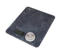 Lacor - 61720 - Balance de cuisine Eco Effet marbre - Sans piles ni batteries, système EcoMove, Verre trempé 4 mm Extra plat, Écran LCD, Fonction Tara, Capacité 5 kg, Division 1g, 19 x 23,5 x 3,5 cm