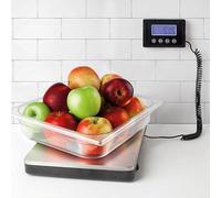 Lacor - 61724 - Balance de Cuisine, Poids de cuisine, Plate-forme de balance portable, Extra plat, Acier inoxydable, Fonction zéro et tare, Trois unités de poids Kg, Livres, Onces, 30x25.5 cm
