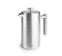 LACOR - 62141 - Cafetière française manuelle, double paroi en acier inoxydable, filtre à mailles, poignée ergonomique, 1 litre