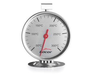 Lacor - 62240 - Thermomètre en Acier Inoxydable pour Four Sphera, avec Crochet et Support, Plage 50-300 °C, Lecture Claire et Précise, Idéal pour Contrôler la Température pendant la Cuisson