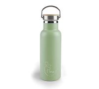 Lacor - 62556 - Bouteille d'eau en Acier Inoxydable - Double paroi d'isolation - Bouchon en Bois avec Anneau pour Suspendre - sans BPA - Capacité : 0,5 l - Vert