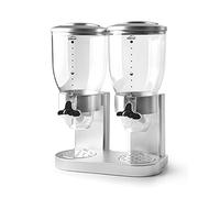 LACOR 62596 Distributeur de céréales, Fruits secs, pâtes et Bonbons, Double récipient, 2 L, système Rotatif, sans BPA, 27 x 16,5 x 35 cm, Gris Grande