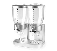LACOR 62597 Distributeur de céréales, Fruits secs, pâtes et Bonbons, Double récipient, Deux récipients de 3,5 L, système Rotatif, sans BPA, 33 x 20 x 42 cm, Gris