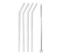 Lacor 63133 Lot de 4 pailles + brosse, verre, 21'5 cm