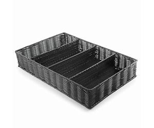 Lacor - 63491 - Cubertero RATTAN Polypropylène GN 1/1, 100% sans BPA, Cadre chromé renforcé, Lave-vaisselle, 53 x 32,5 x 9 cm, Noir