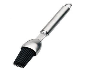 Lacor 64418 - Brosse en silicone avec poignée en acier inoxydable 22 cm | Fabriqué en acier inoxydable de qualité alimentaire; haute résistance à la corrosion et usure quotidienne