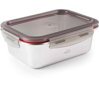 LACOR 64610 - Récipient alimentaire rectangulaire Ecoinox 18/10, 800 ml, passe au micro-ondes, four, congélateur et lave-vaisselle, hermétique, 4 fermetures à clip, sans BPA