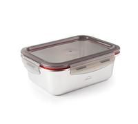 LACOR 64611 - Récipient alimentaire rectangulaire Ecoinox 18/10, 1200 ml, passe au micro-ondes, four, congélateur et lave-vaisselle, hermétique, 4 fermetures à clip, sans BPA