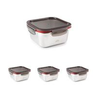 LACOR - 64613 - Récipient alimentaire carré Ecoinox, acier inoxydable 18/10, 650 ml, Convient pour micro-ondes, four, congélateur et lave-vaisselle, Hermétique, 4 fermetures à clip, Sans BPA