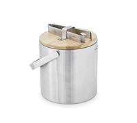 Lacor - 65514 - Seau à glace NORDIC, Conteneur à glace, acier inoxydable, isolation double paroi, comprend plateau en bambou 100% naturel et pince en acier inoxydable 18/10, 14 cm, Capacité: 1,3 L